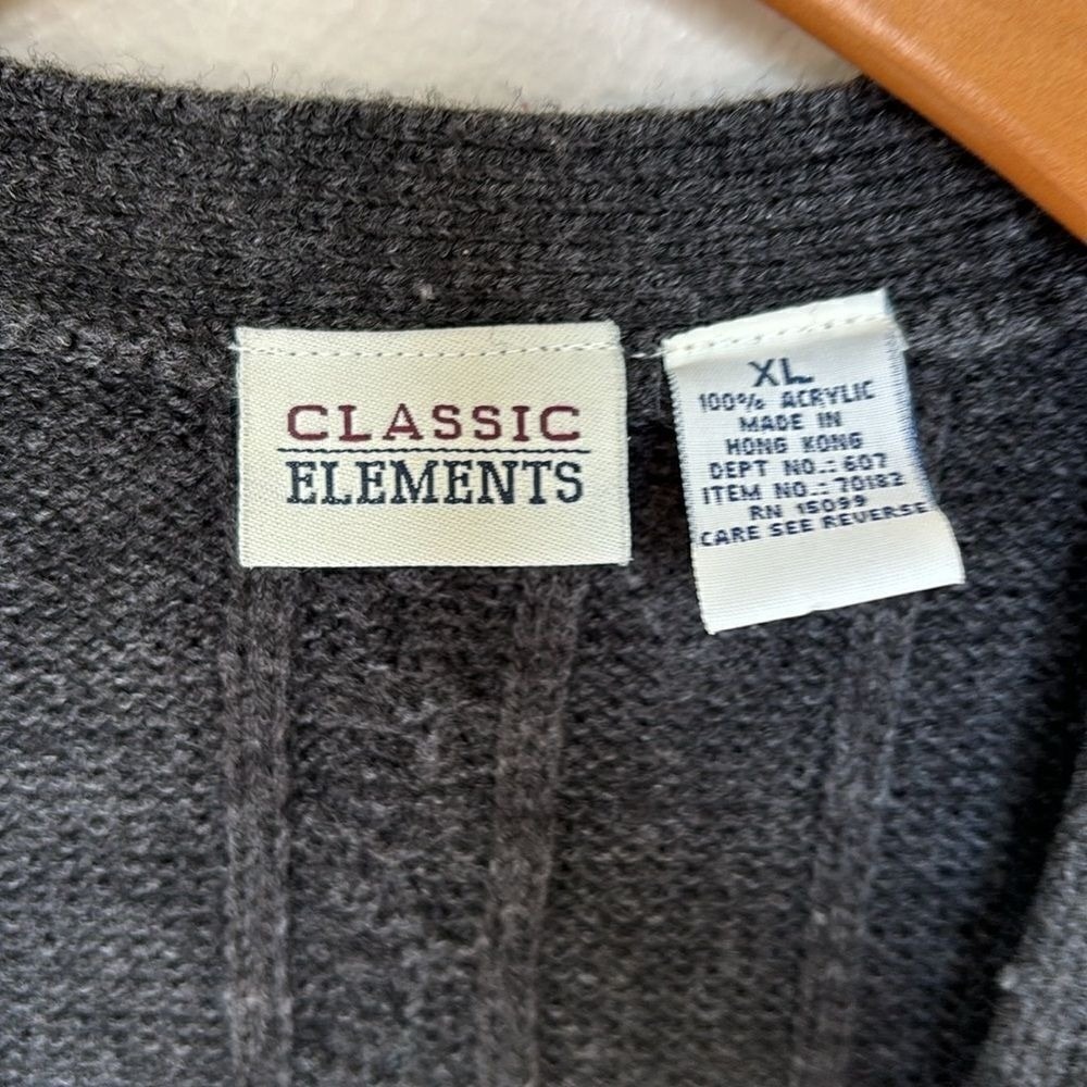 Vintage Cableknit Sweater Vest Gray Cardigan Size Xl oversized grunge cabin - Picture 6 of 7
